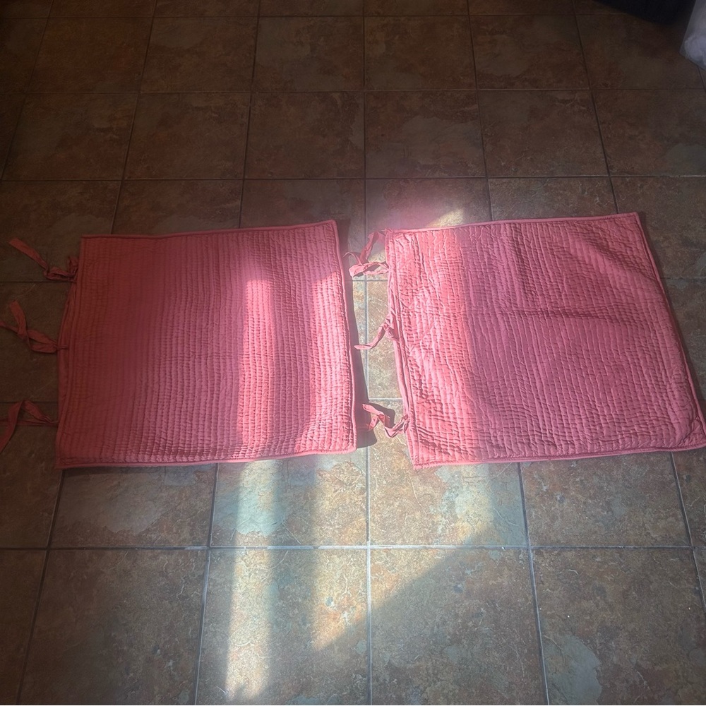 Pottery Barn Blush Pink Quilted Silk Euro Pillow Shams 2 Romantic
